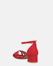 THEMA - sandali bassi in camoscio rosso e cinturino
