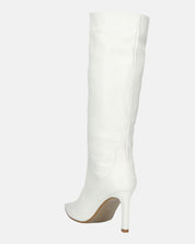CAROLINE - stivale alto bianco con tacco in pelle