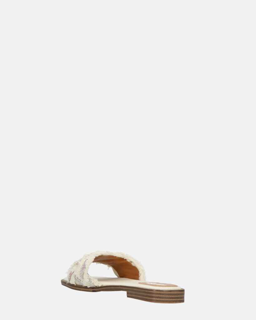 JOELE - ciabattine beige con gemme