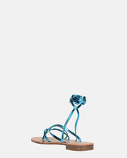 CRESSIDA - sandali bassi beige con cordini blu metalizzato