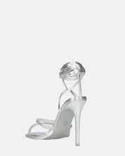 SHOORAI - tacchi alti a spillo argentati con lacci e gemme