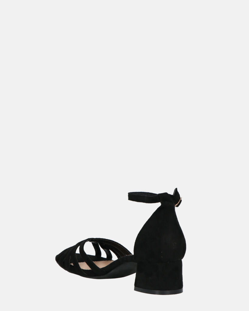 THEMA - sandali bassi in camoscio nero e cinturino