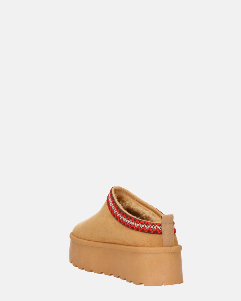 ZELDA - pantolofe platform in camoscio marrone