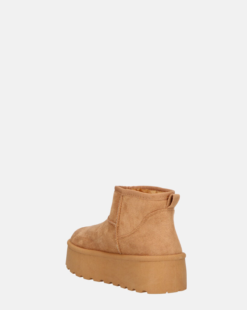 MIREIA - stivaletti bassi marroni in camoscio e interno imbottito