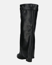 KAARINA - stivale alto nero con risvolto