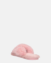 SUZUE - ciabattine aperte in punta in pelliccia rosa