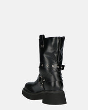 TOKIE - stivaletti anfibi neri con cinturini