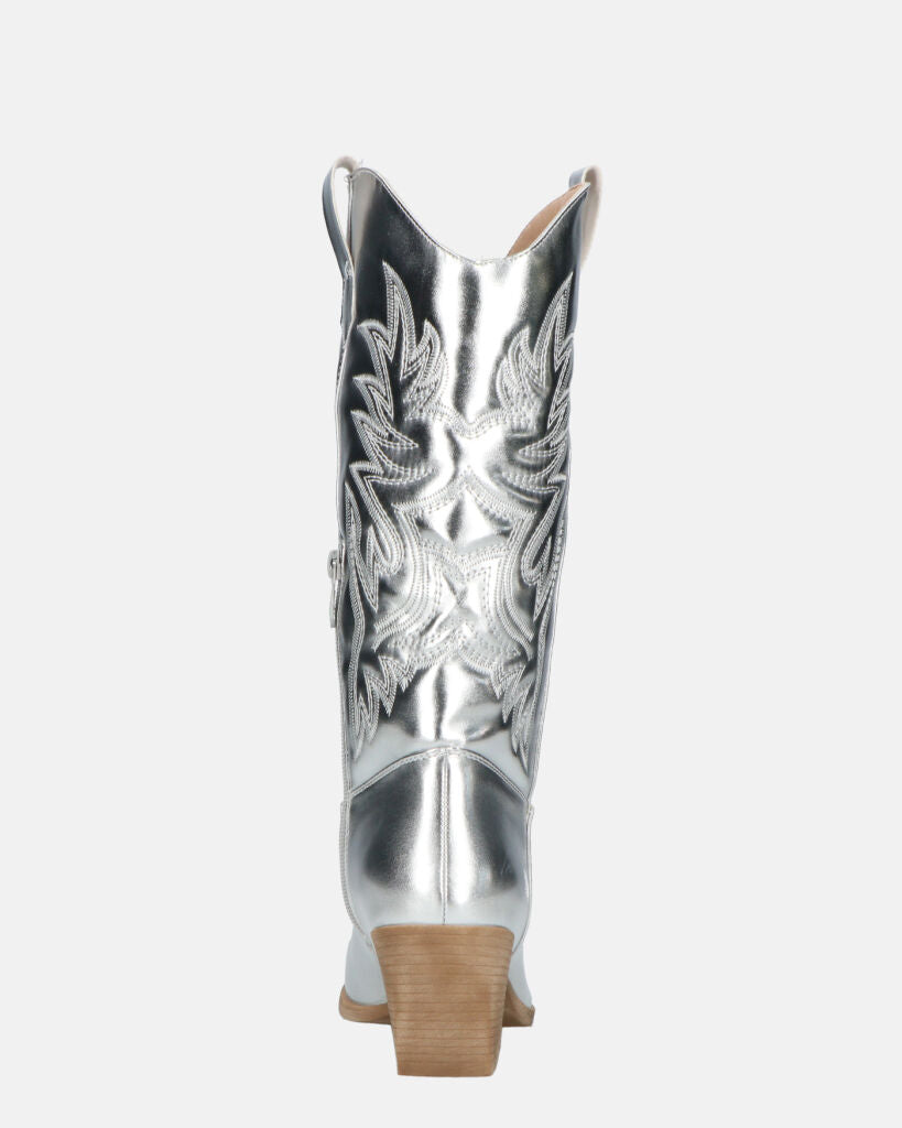 VITA - stivali camperos in glassy argento