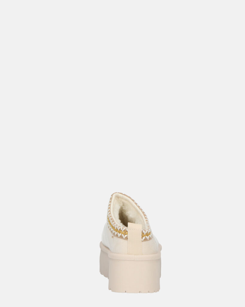 ZELDA - pantolofe platform in camoscio beige chiaro