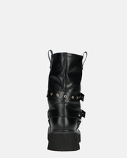 TOKIE - stivaletti anfibi neri con cinturini