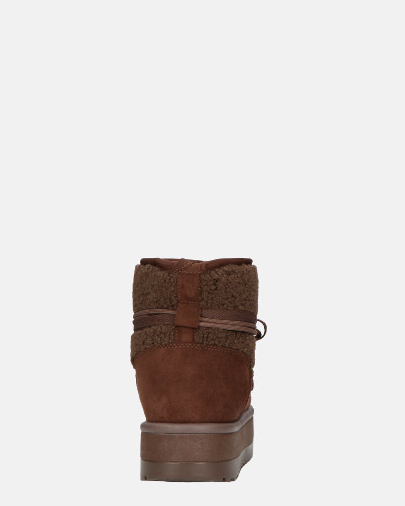 ALENA - stivali invernali stringati marrone scuro imbottiti all interno