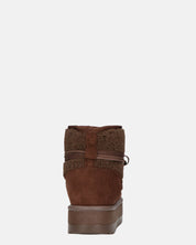 ALENA - stivali invernali stringati marrone scuro imbottiti all interno