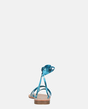 CRESSIDA - sandali bassi beige con cordini blu metalizzato