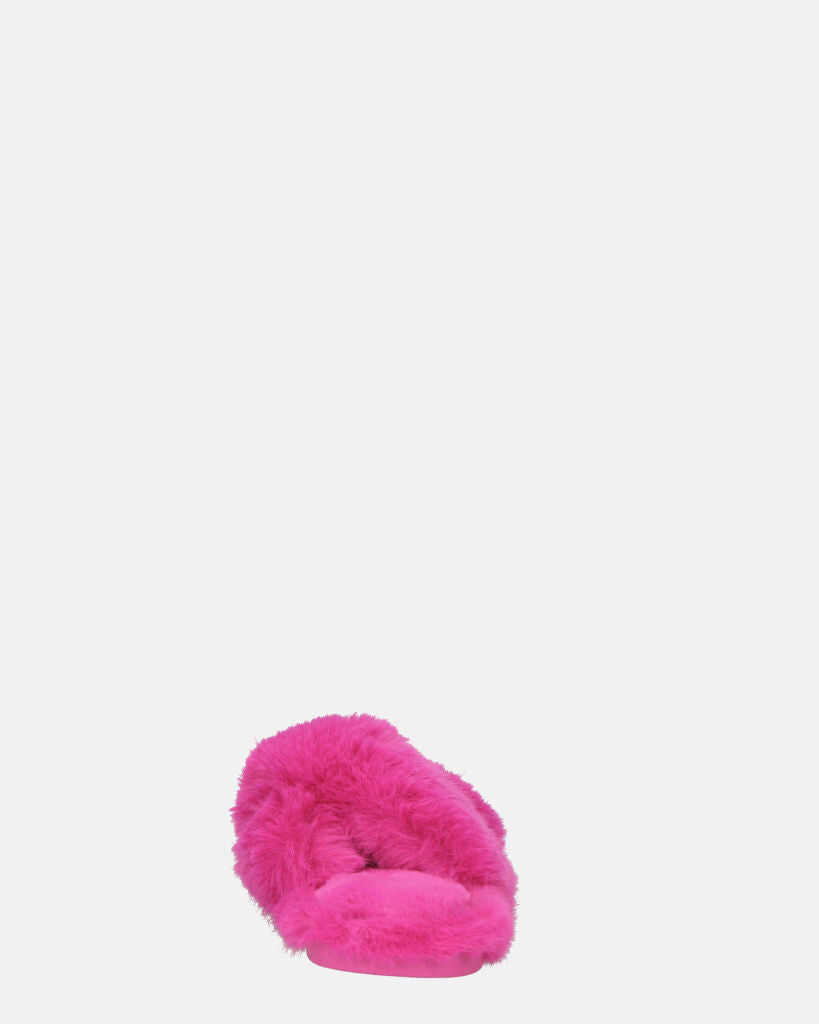 SUZUE - ciabattine aperte in punta in pelliccia fucsia