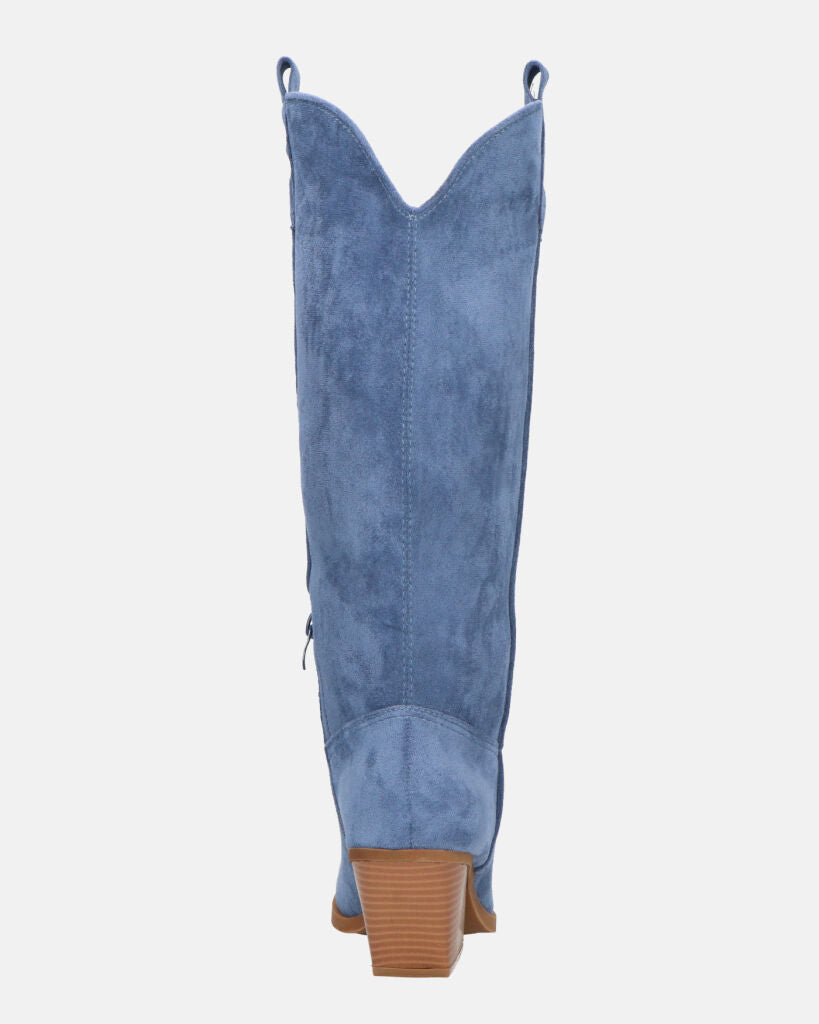 LIANA - camperos con tacco in camoscio blu