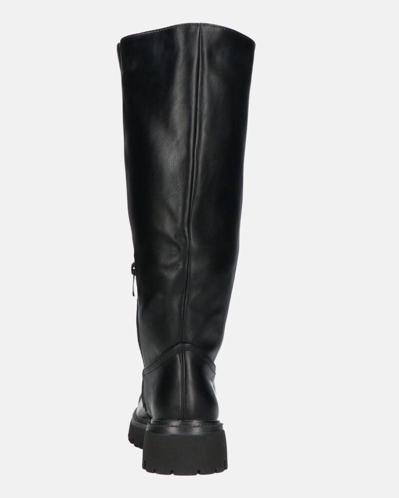 SANDRA - stivali anfibi neri con cerniera laterale