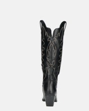 REJA - camperos alti neri con ricami in bianco