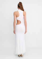 NADENE - vestito lungo bianco con taglio in vita