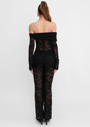 ABBEY - tuta intera in pizzo nero elegante