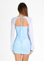 SAFIA - vestito mini azzurro tessuto mesh