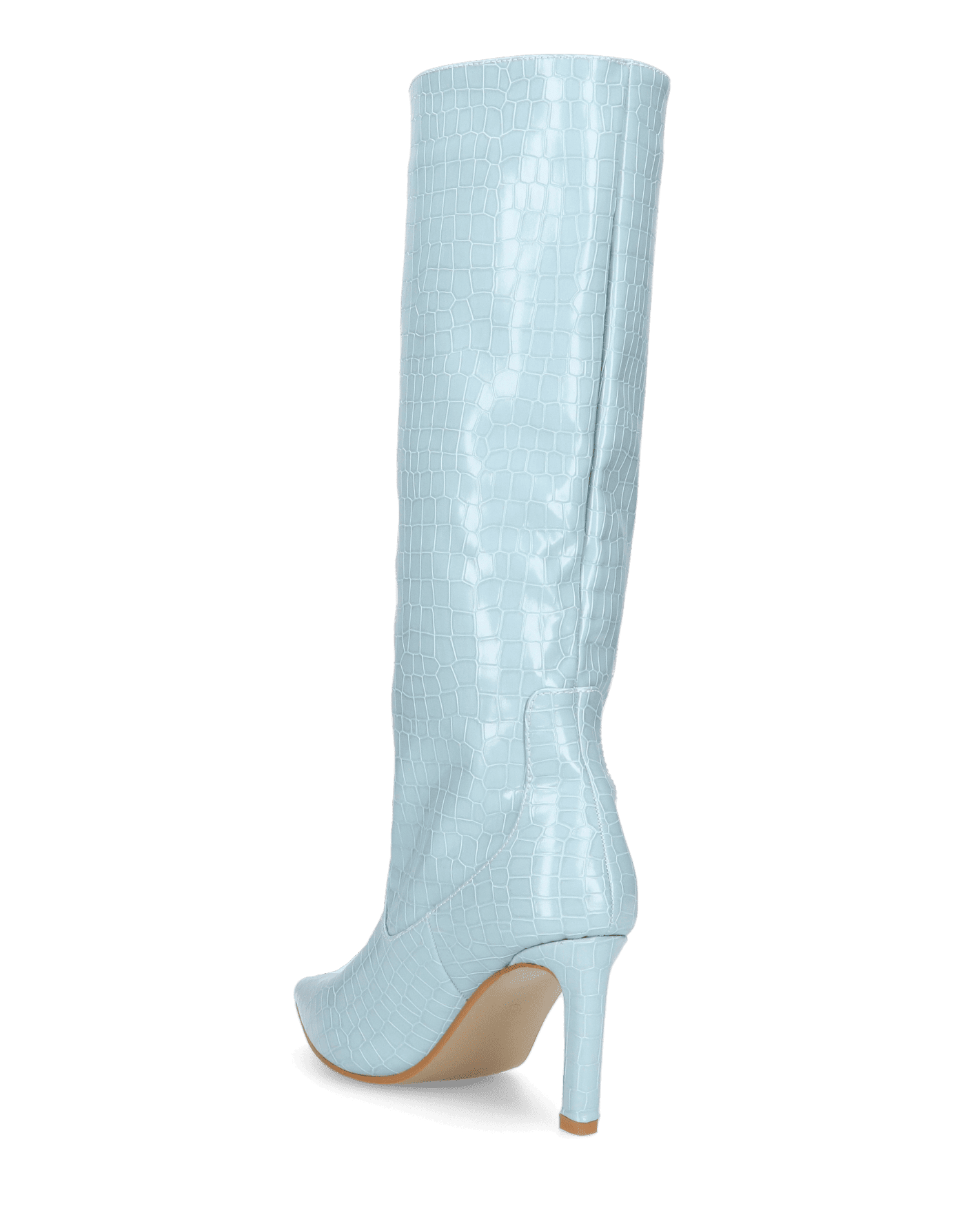 CAROLINE - stivale alto con tacco in azzurro coccodrillo