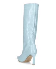 CAROLINE - stivale alto con tacco in azzurro coccodrillo