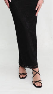 LOREN - vestito lungo con corpetto in pizzo nero