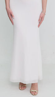 NADENE - vestito lungo bianco con taglio in vita