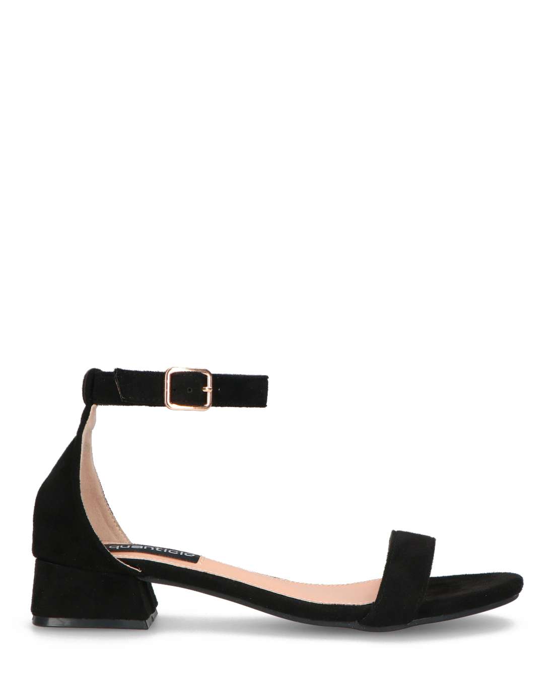 WANDA - sandali con tacco basso in camoscio nero