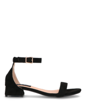 WANDA - sandali con tacco basso in camoscio nero