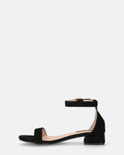 WANDA - sandali con tacco basso in camoscio nero