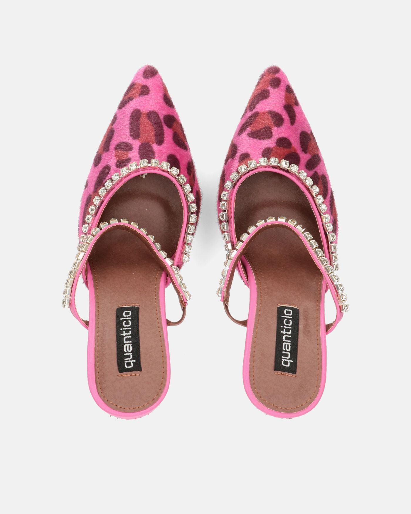 PERAL - scarpa con tacco in leopardato rosa con gemme