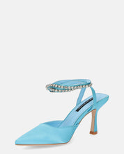 DORIS - scarpe con tacco il lycra azzurro e gemme sul cinturino