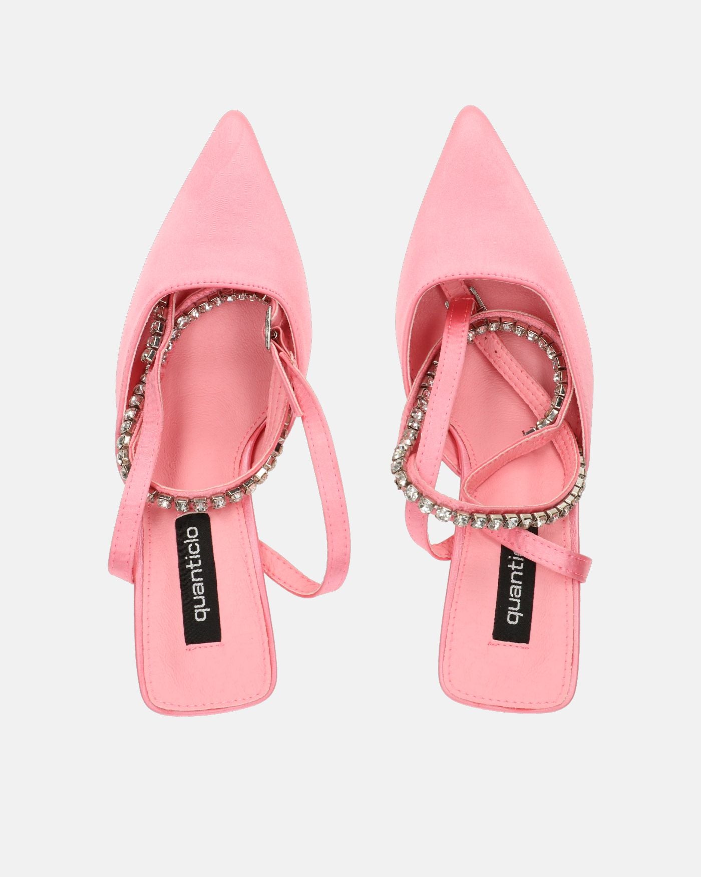 DORIS - scarpe con tacco il lycra rosa chiaro e gemme sul cinturino
