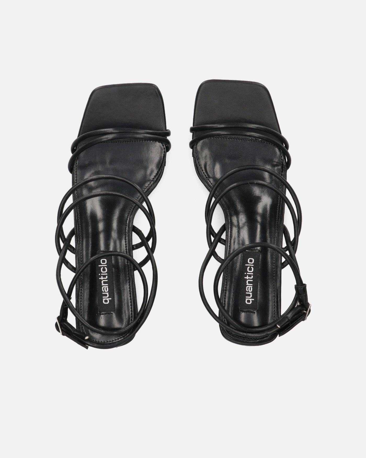 TIARA - sandali in ecopelle nera con lacci