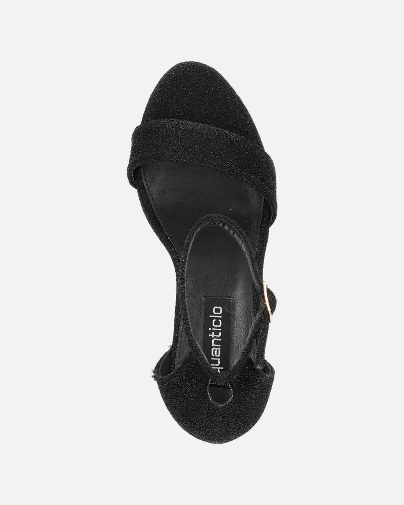 ANNIE - sandali in glitter nero con tacco