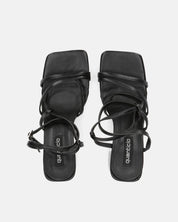 OKSANA - sandali con tacco e cinturino in ecopelle nera