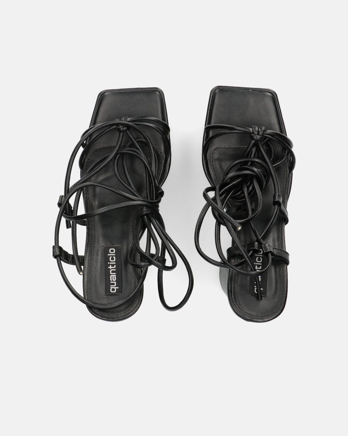 NADITZA - sandali con tacco alto e lacci in ecopelle nera