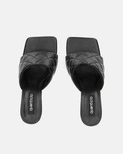 GABY - talon aiguille noir avec bande et coutures