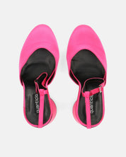 MAYBELLE - sandali in lycra fucsia con tacco cilindrico