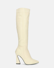 KELLY - stivale alto beige con cerniera laterale