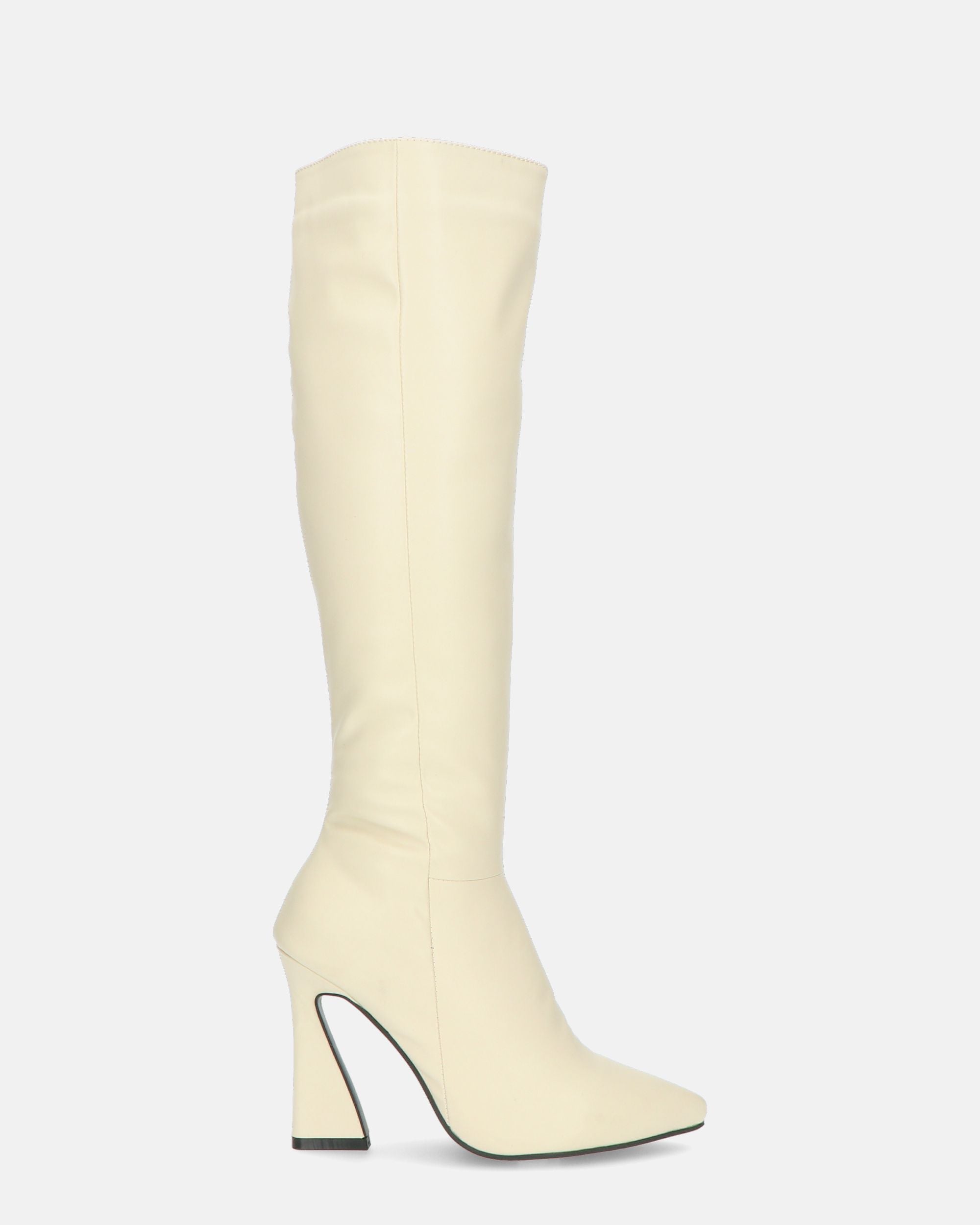 KELLY - stivale alto beige con cerniera laterale