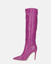 LOLY - stivale con tacco in coccodrillo viola