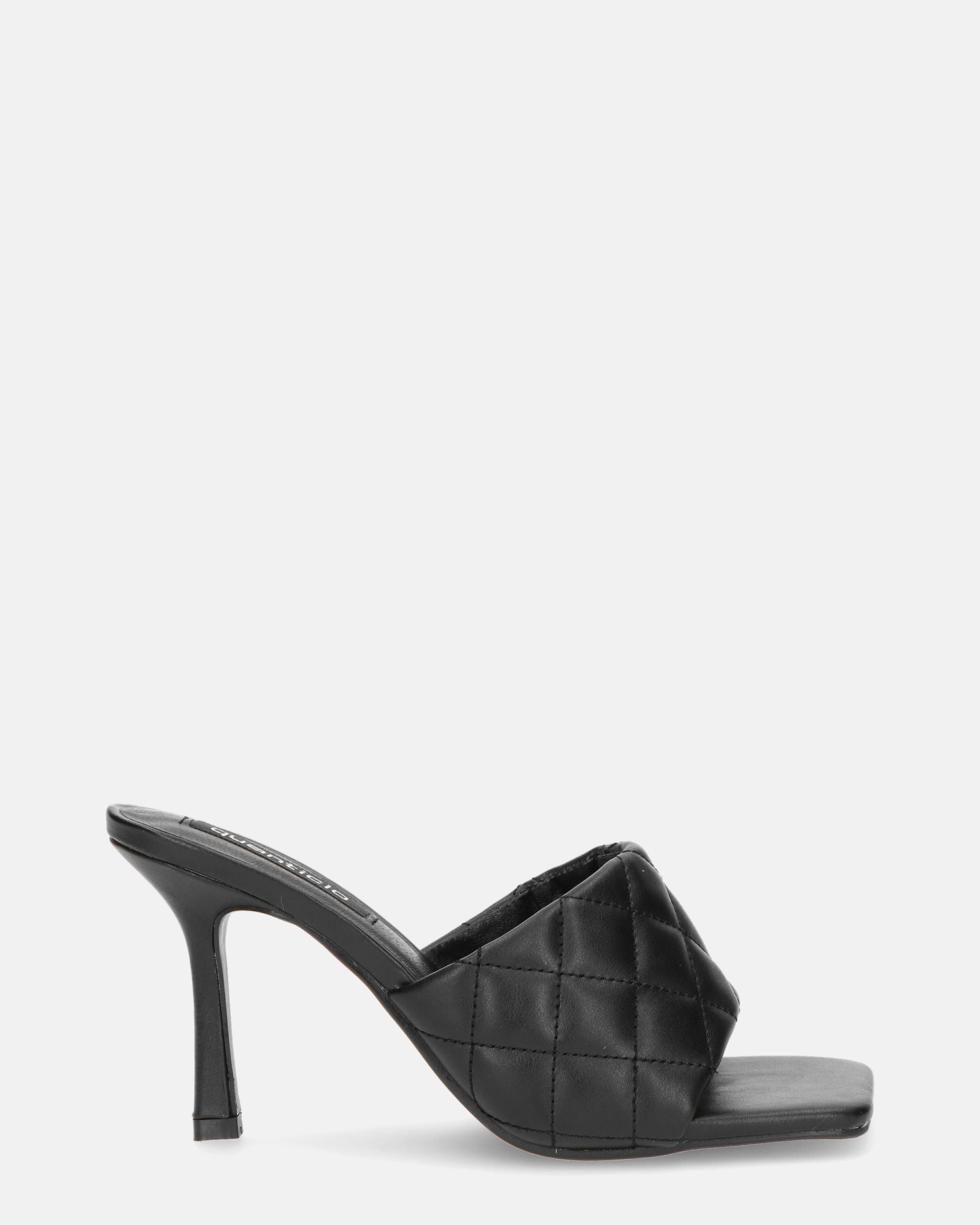 GABY - talon aiguille noir avec bande et coutures