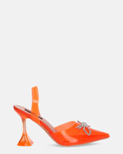 CONSUELO - tacchi in perspex arancioni con decorazioni in punta