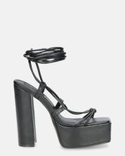 NADITZA - sandali con tacco alto e lacci in ecopelle nera