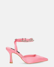 DORIS - scarpe con tacco il lycra rosa chiaro e gemme sul cinturino