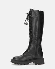 ELLE - stivale in ecopelle nera con lacci