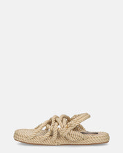 KATERYNA - sandali beige di corda intrecciata