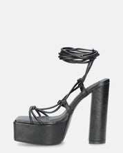 NADITZA - sandali con tacco alto e lacci in ecopelle nera